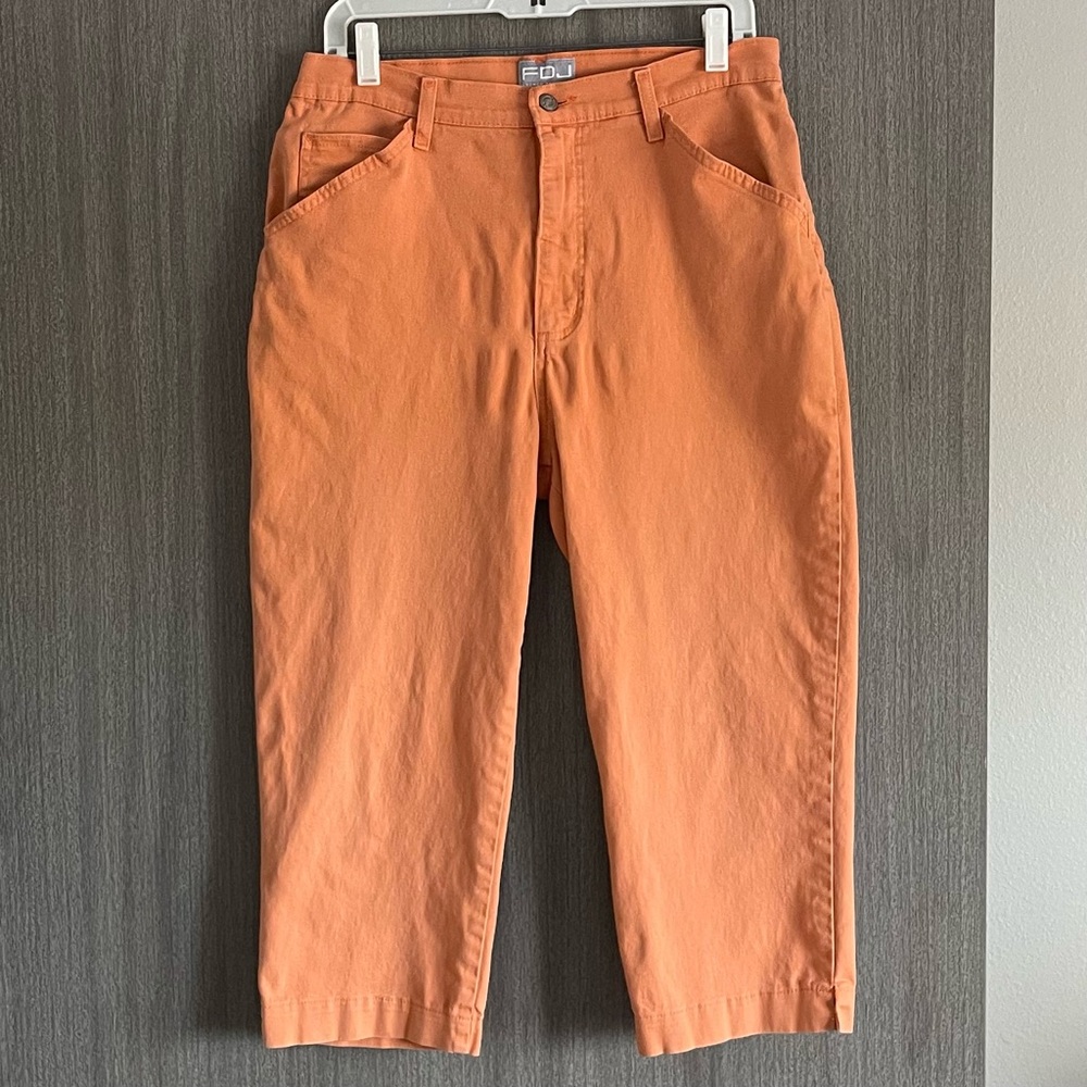 Y2K French Dressing Capris - Pastel Orange & Stretchy - Size 12